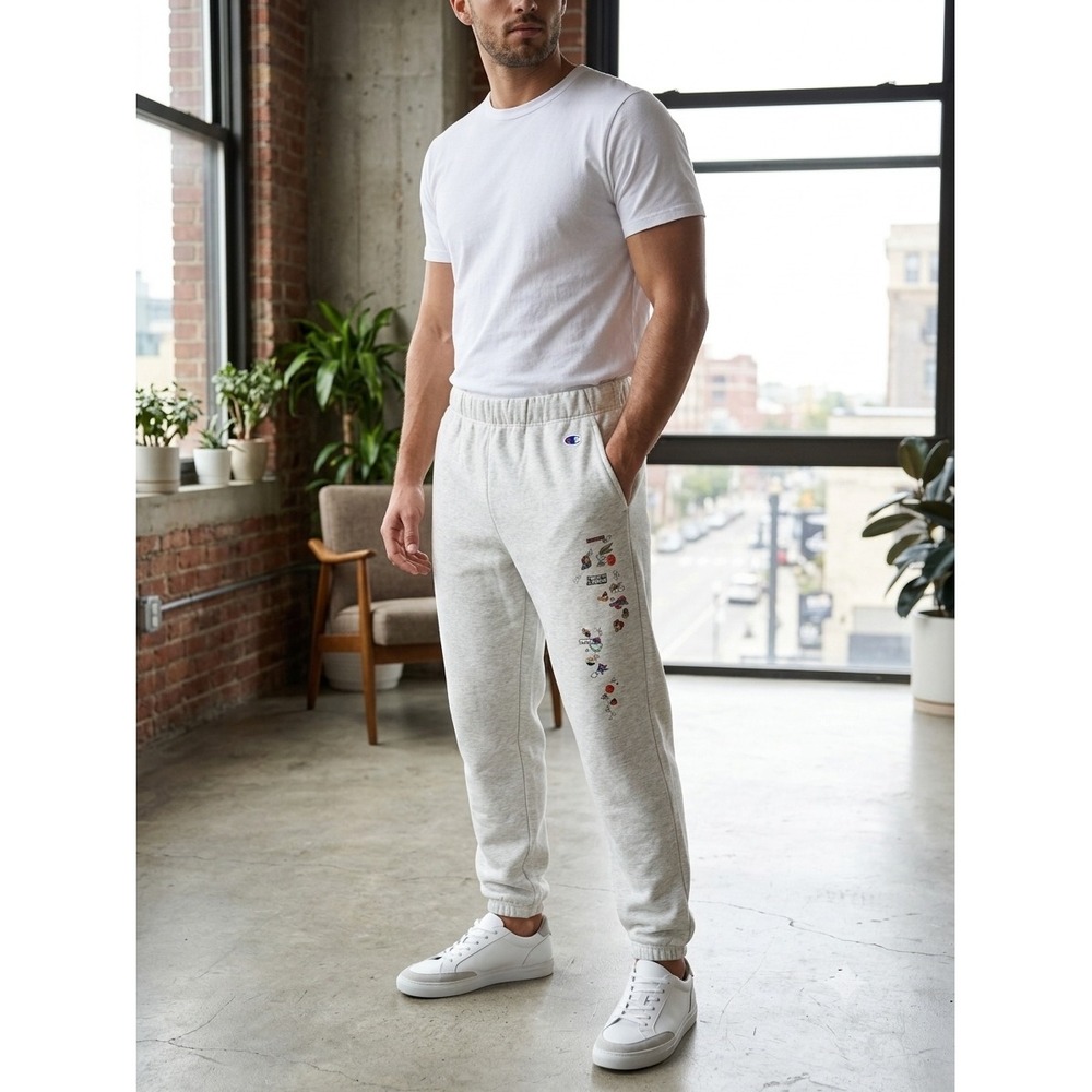Champion Space Jam 25th Anniversary Sweatpants Mens‎ Small Gray Looney Tunes 96